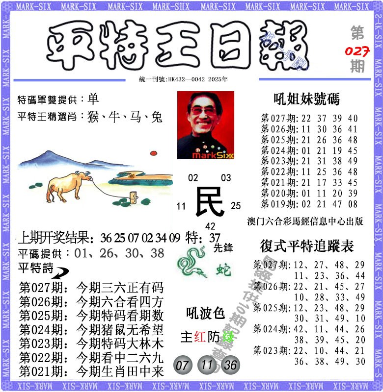 2025027期平特王日报