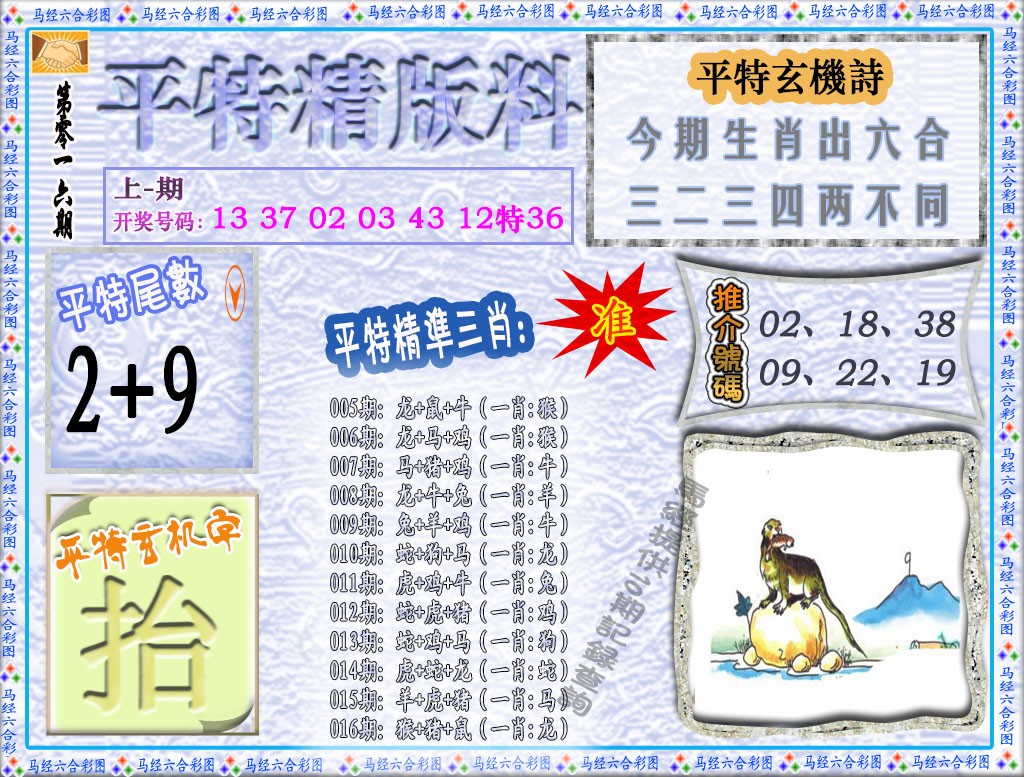 2025016期平特精版料