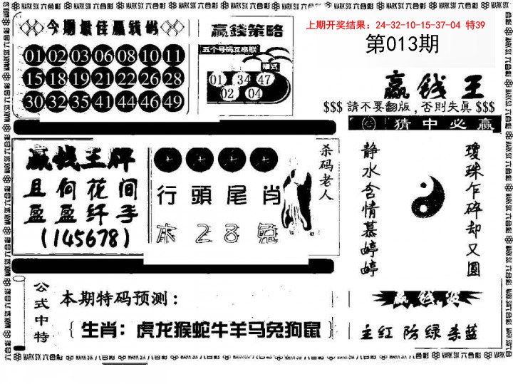 2025013期赢钱料
