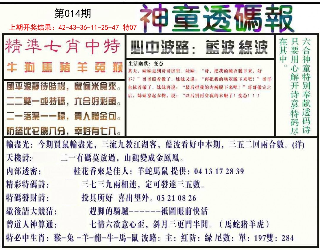 2025014期神童透码报