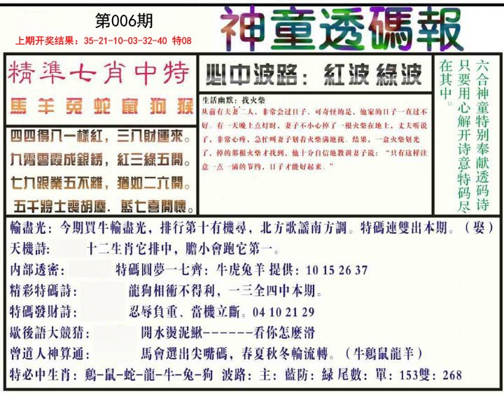 2025006期神童透码报