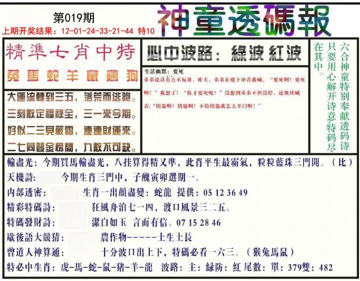 2025019期神童透码报