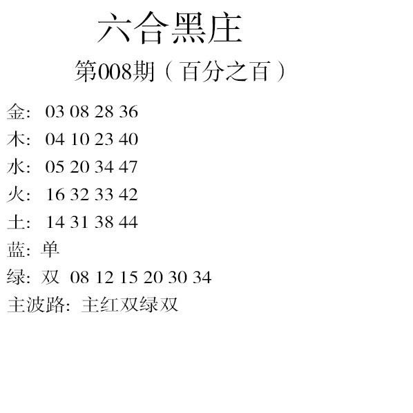 2025008期六合黑庄