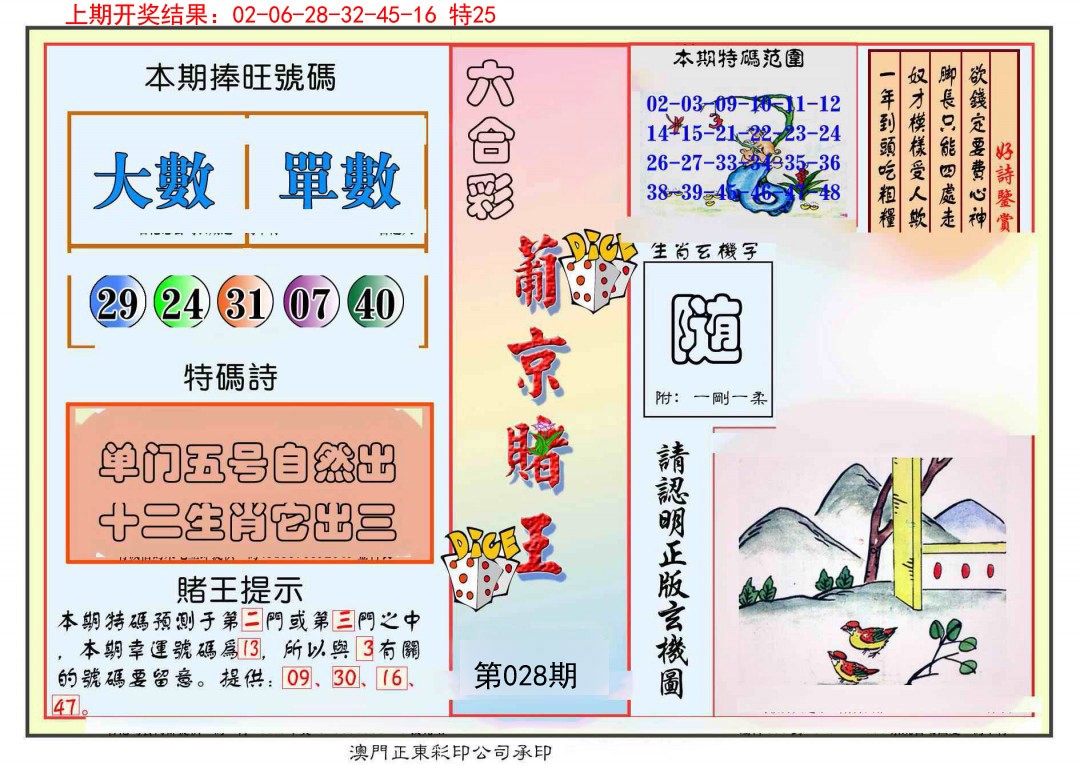 2025028期葡京赌王彩