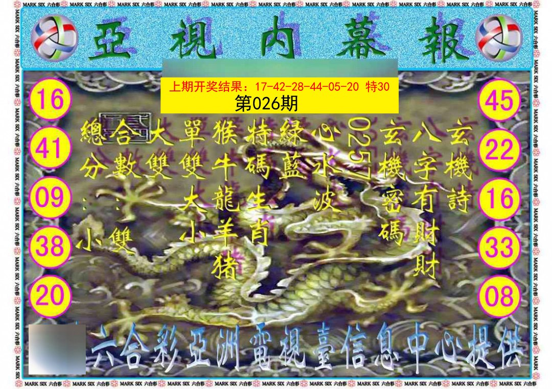 2025026期亚视内幕报