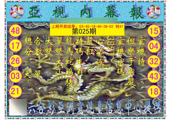 2025025期亚视内幕报
