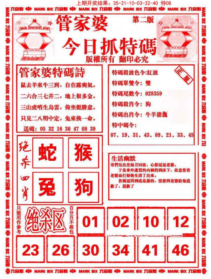 2025006期管家婆抓特码B