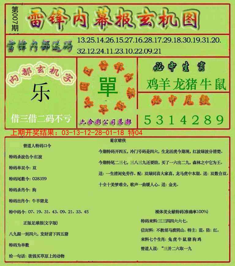 2025007期雷锋玄机报