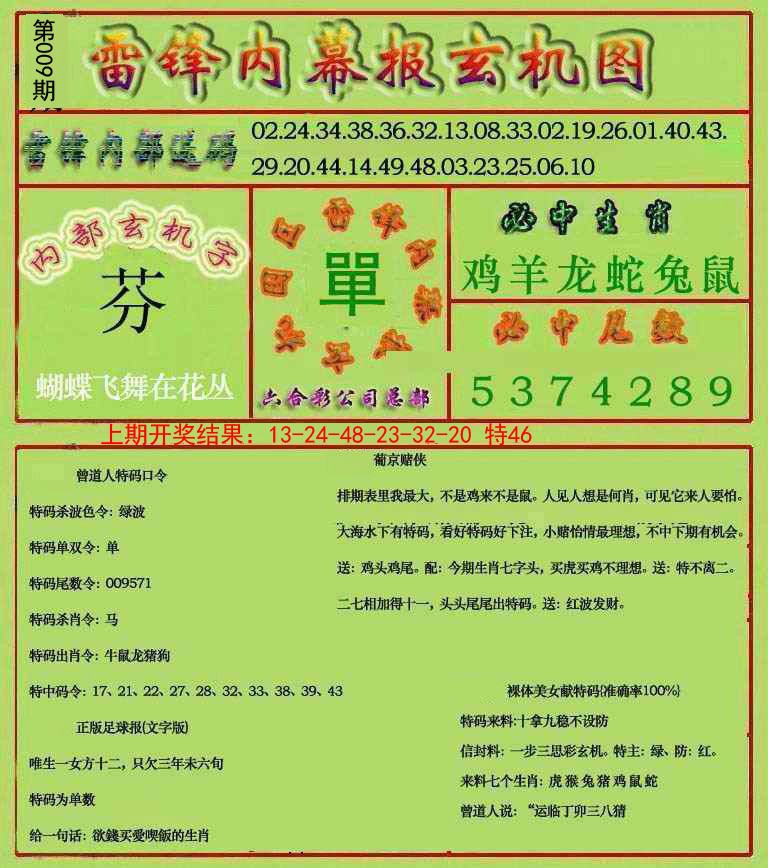 2025009期雷锋玄机报