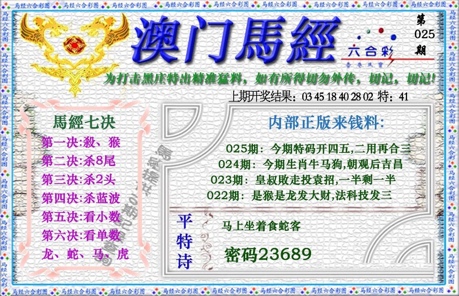 2025025期马经