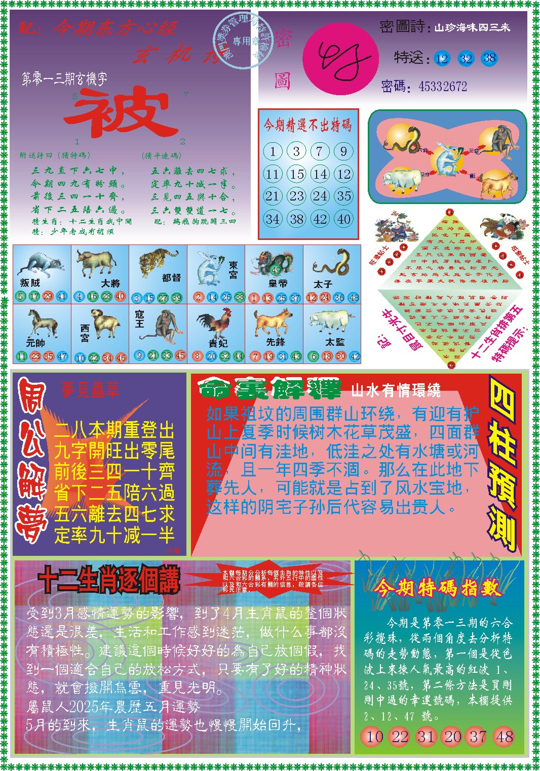 2025013期东方心经B