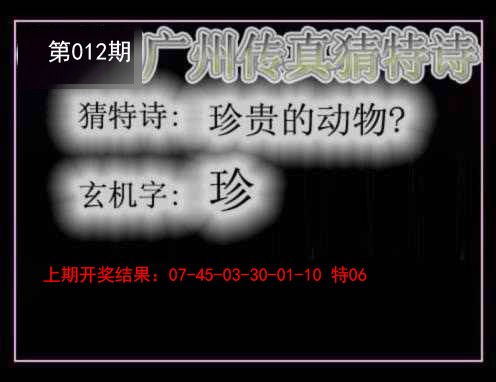 2025012期广州传真猜特诗