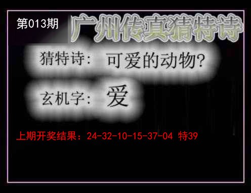 2025013期广州传真猜特诗