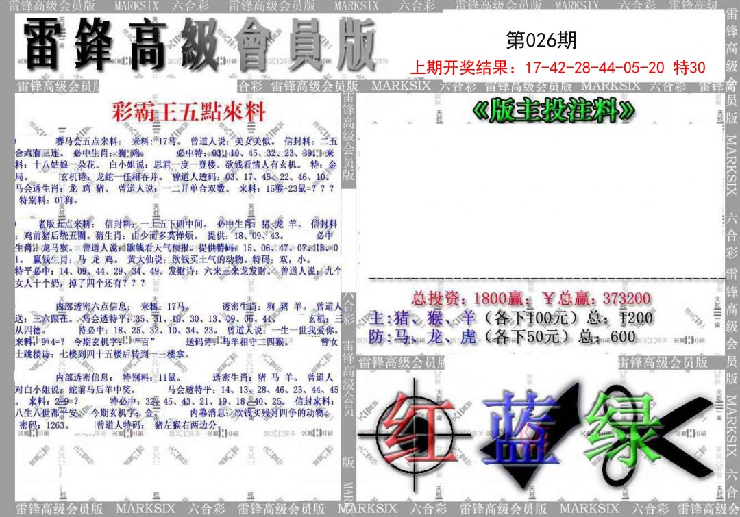 2025026期(假)雷锋高级会员版