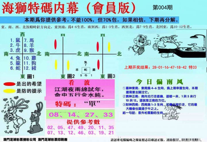 2025004期另版海狮特码内幕报