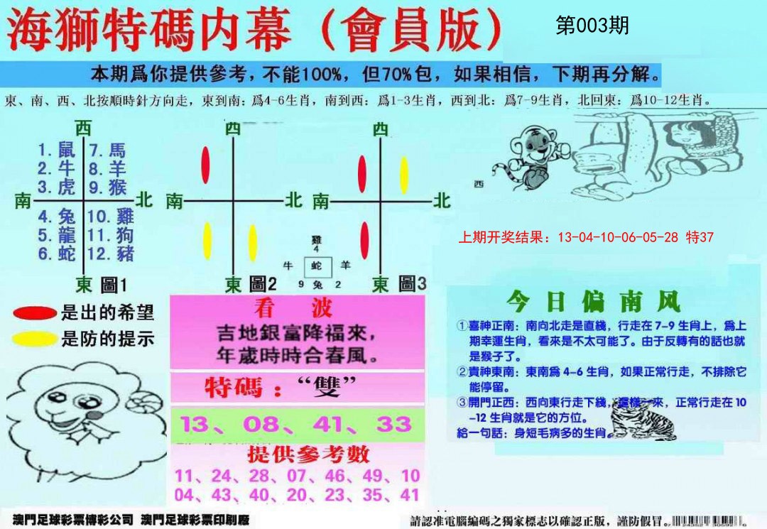 2025003期另版海狮特码内幕报