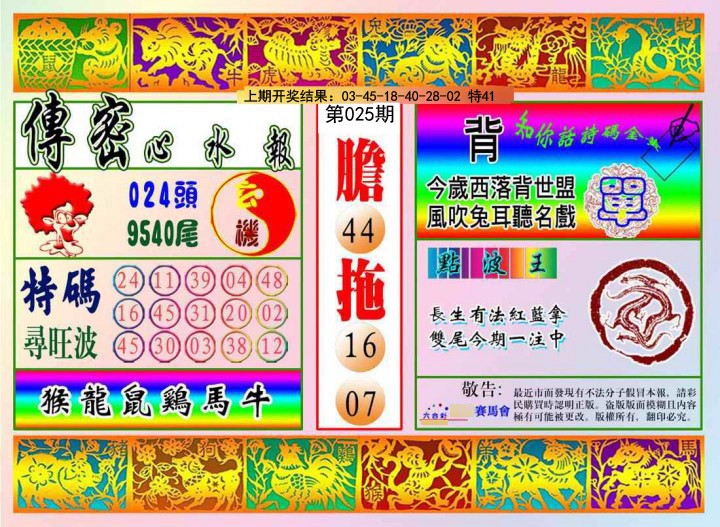 2025025期传密心水报
