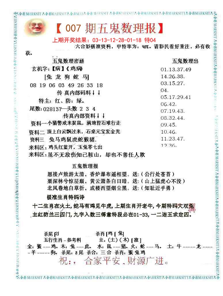2025007期五鬼数理报