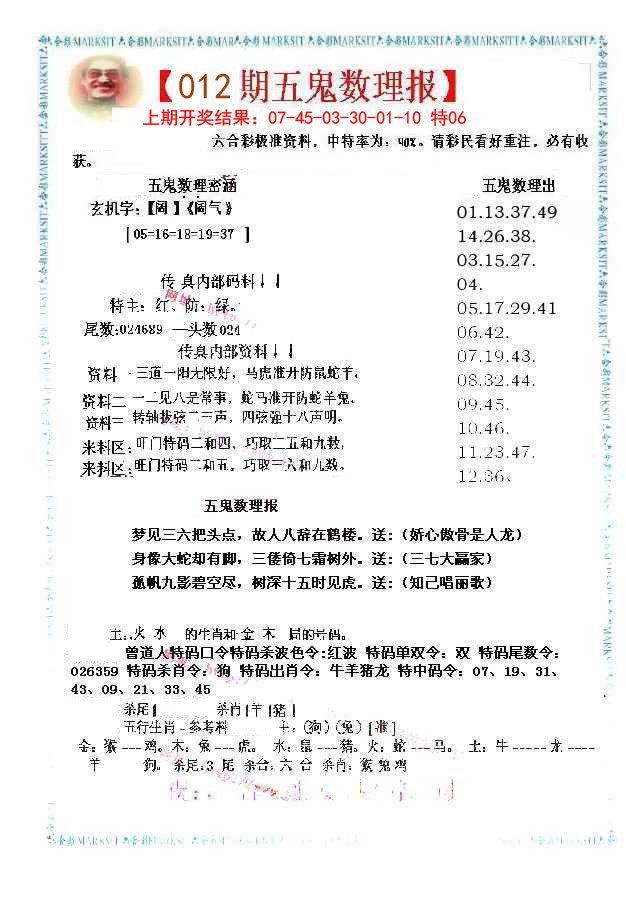 2025012期五鬼数理报