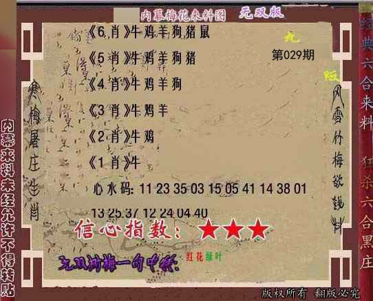 2025029期独家梅花来料