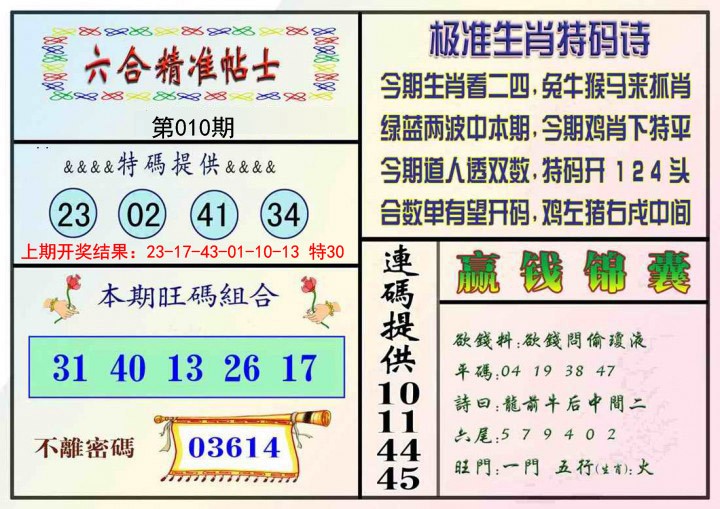 2025010期精准贴士