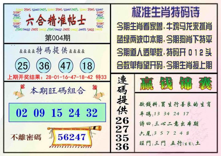 2025004期精准贴士