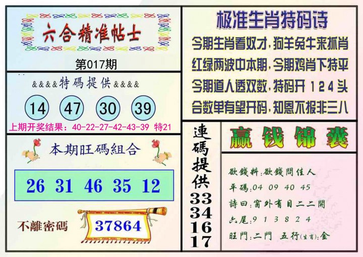 2025017期精准贴士