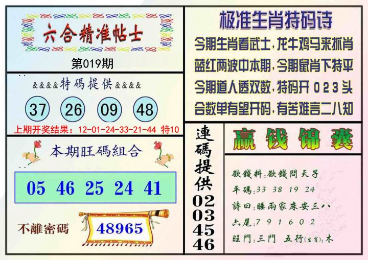 2025019期精准贴士