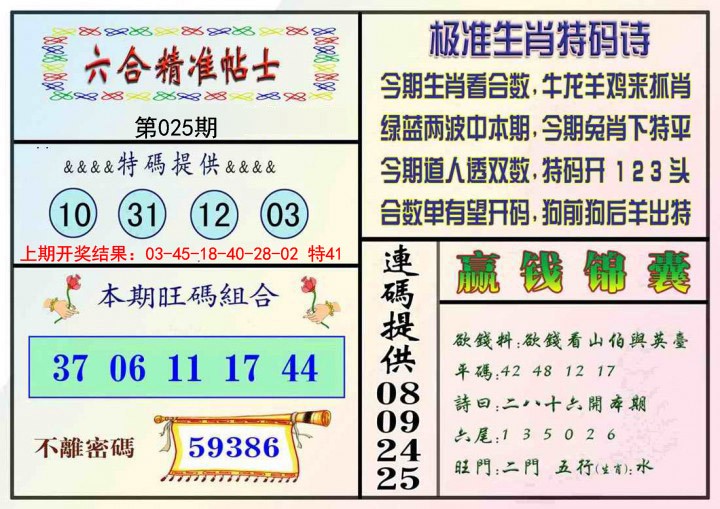 2025025期精准贴士