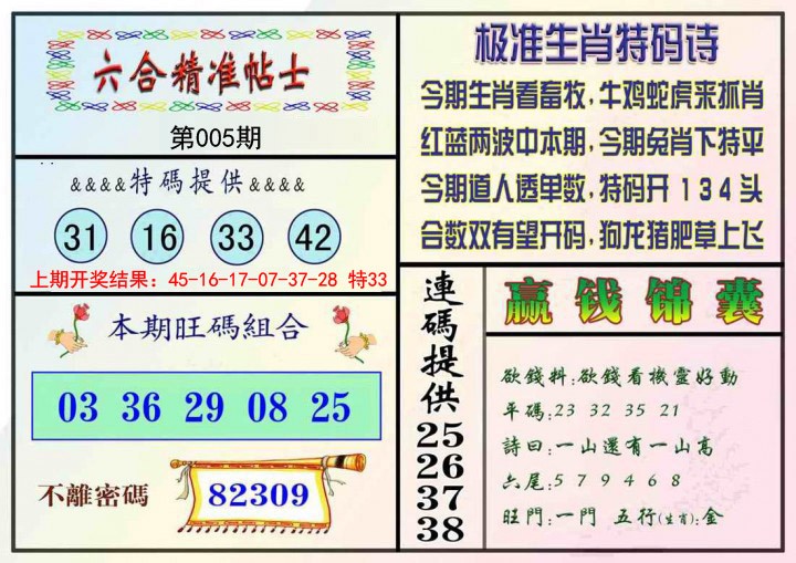 2025005期精准贴士