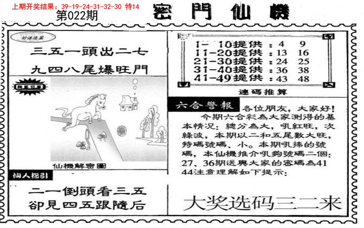 2025022期新密门仙机