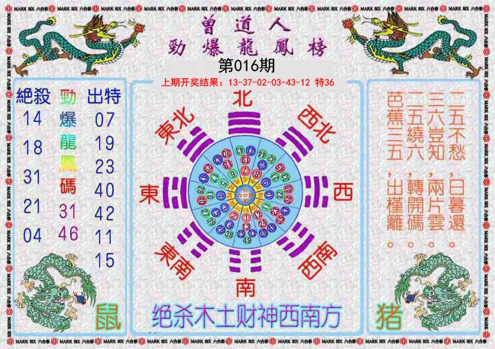 2025016期曾道人劲爆龙凤榜