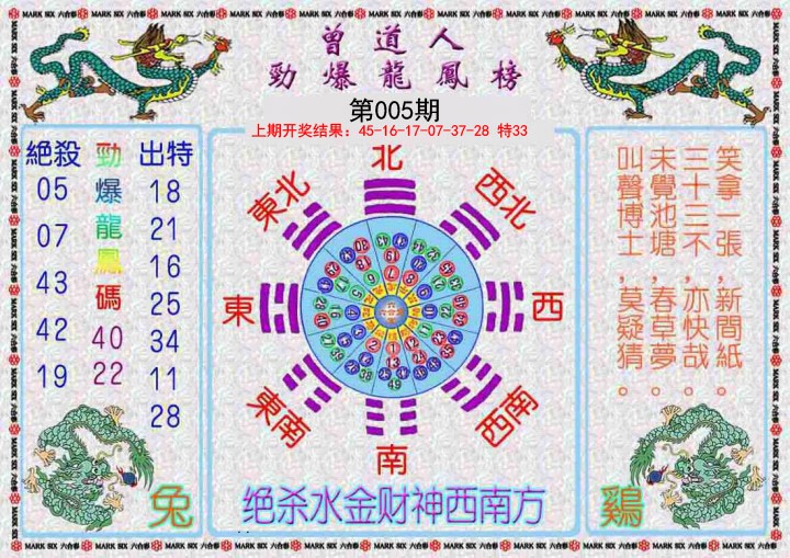 2025005期曾道人劲爆龙凤榜