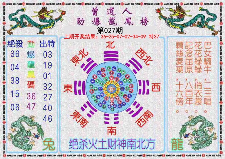 2025027期曾道人劲爆龙凤榜