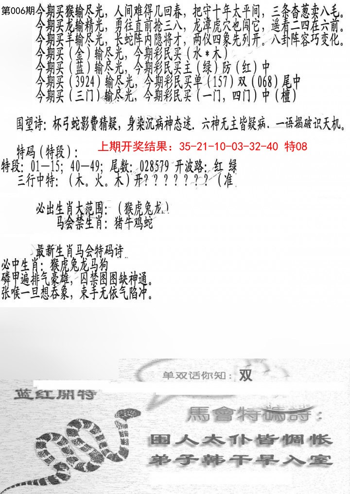 2025006期蛇报B