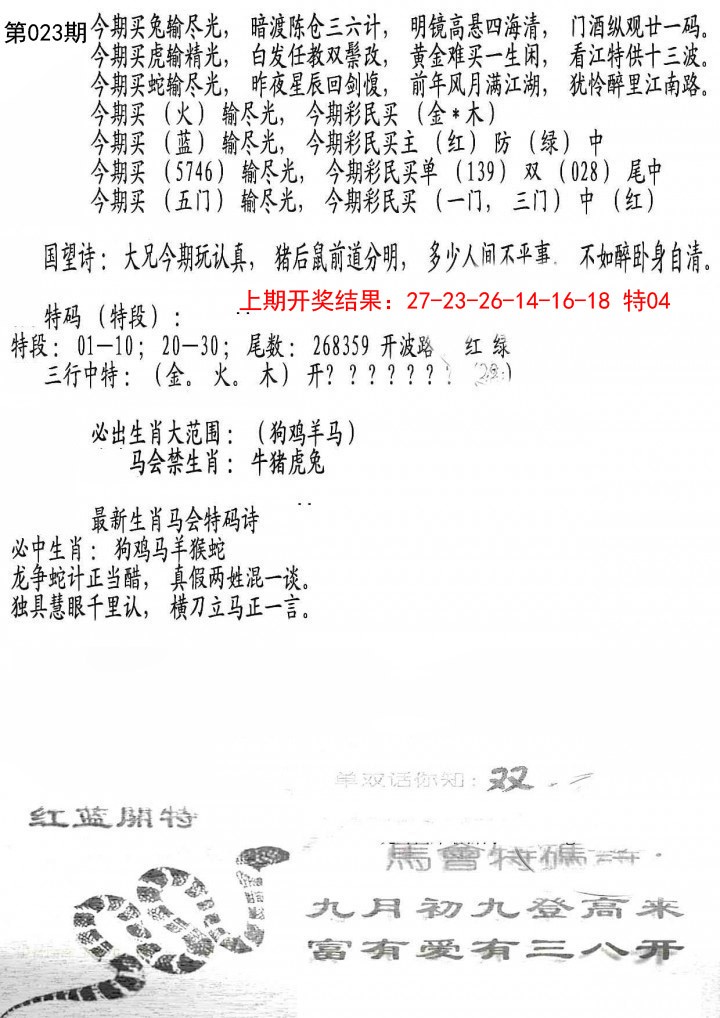 2025023期蛇报B