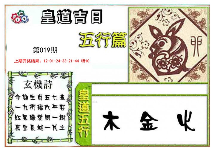 2025019期皇道吉日五行篇