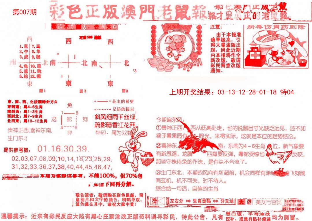 2025007期彩色正版澳门老鼠报