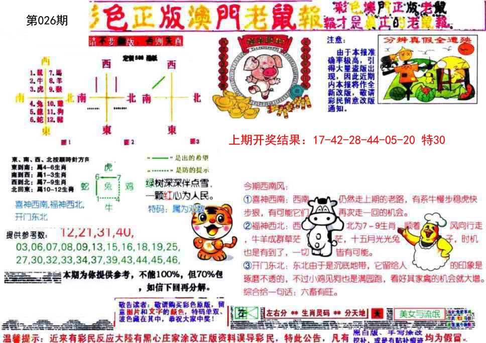 2025026期彩色正版澳门老鼠报