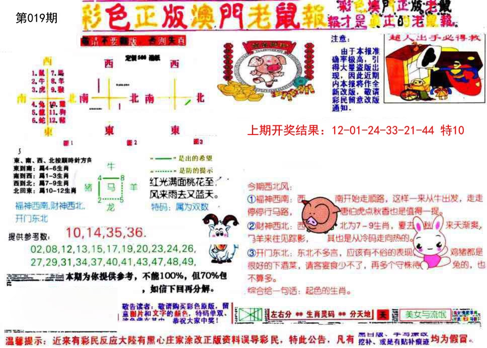 2025019期彩色正版澳门老鼠报
