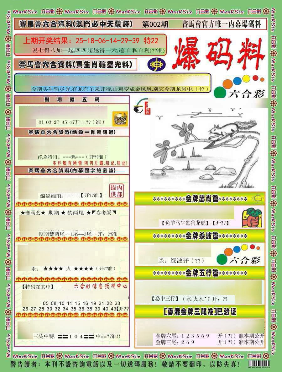 2025002期爆码料A)