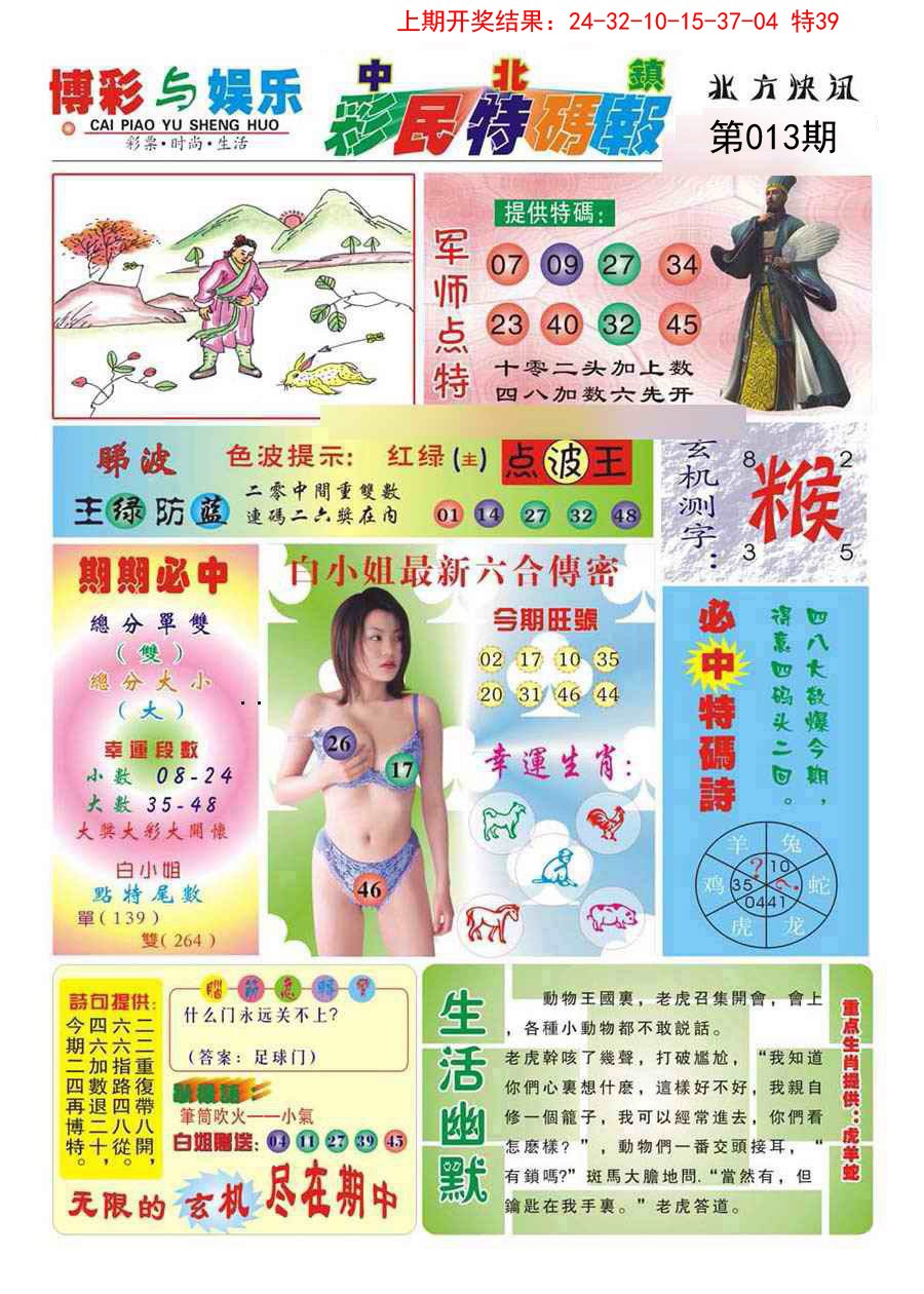 2025013期中北彩民特码报