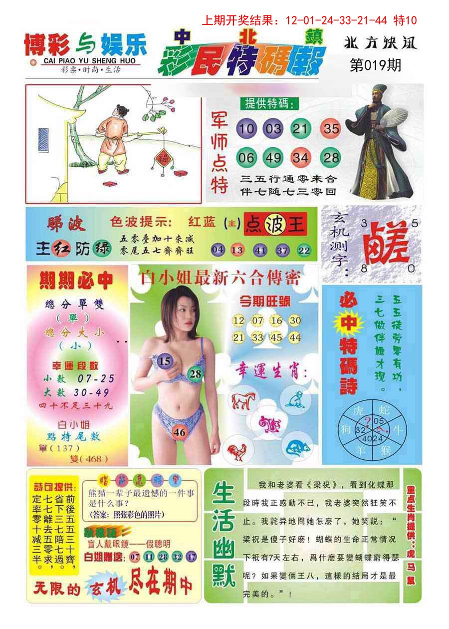 2025019期中北彩民特码报