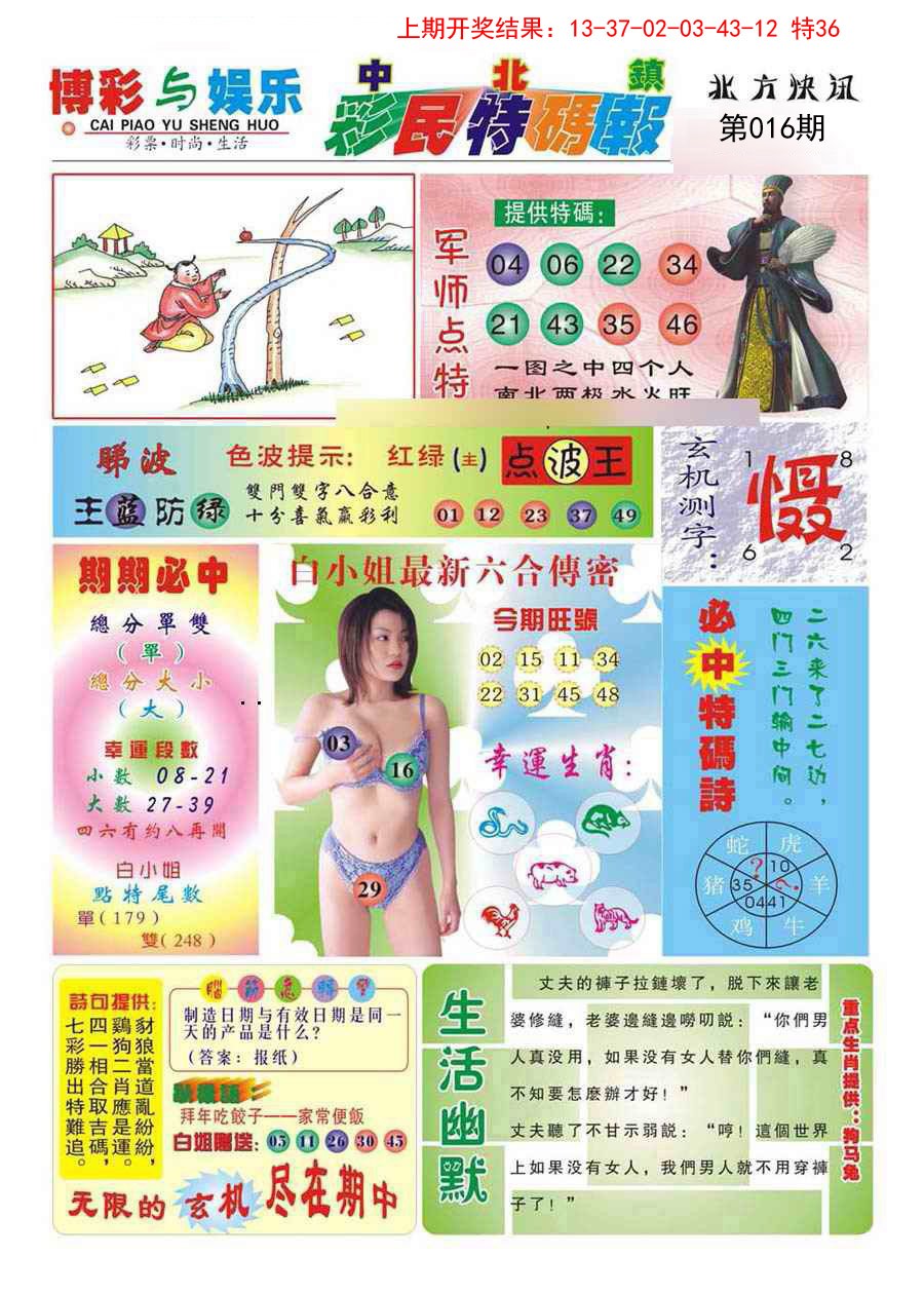 2025016期中北彩民特码报