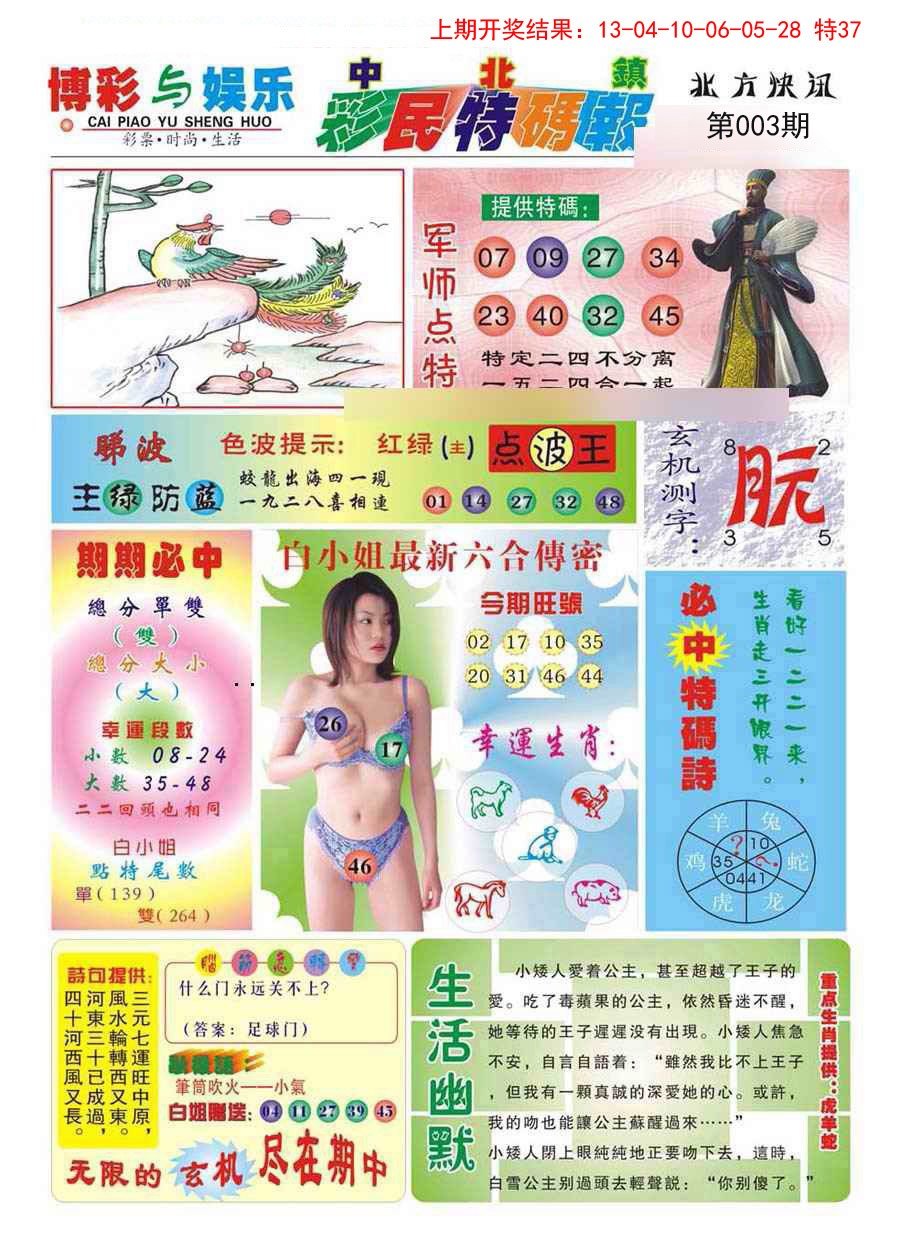 2025003期中北彩民特码报