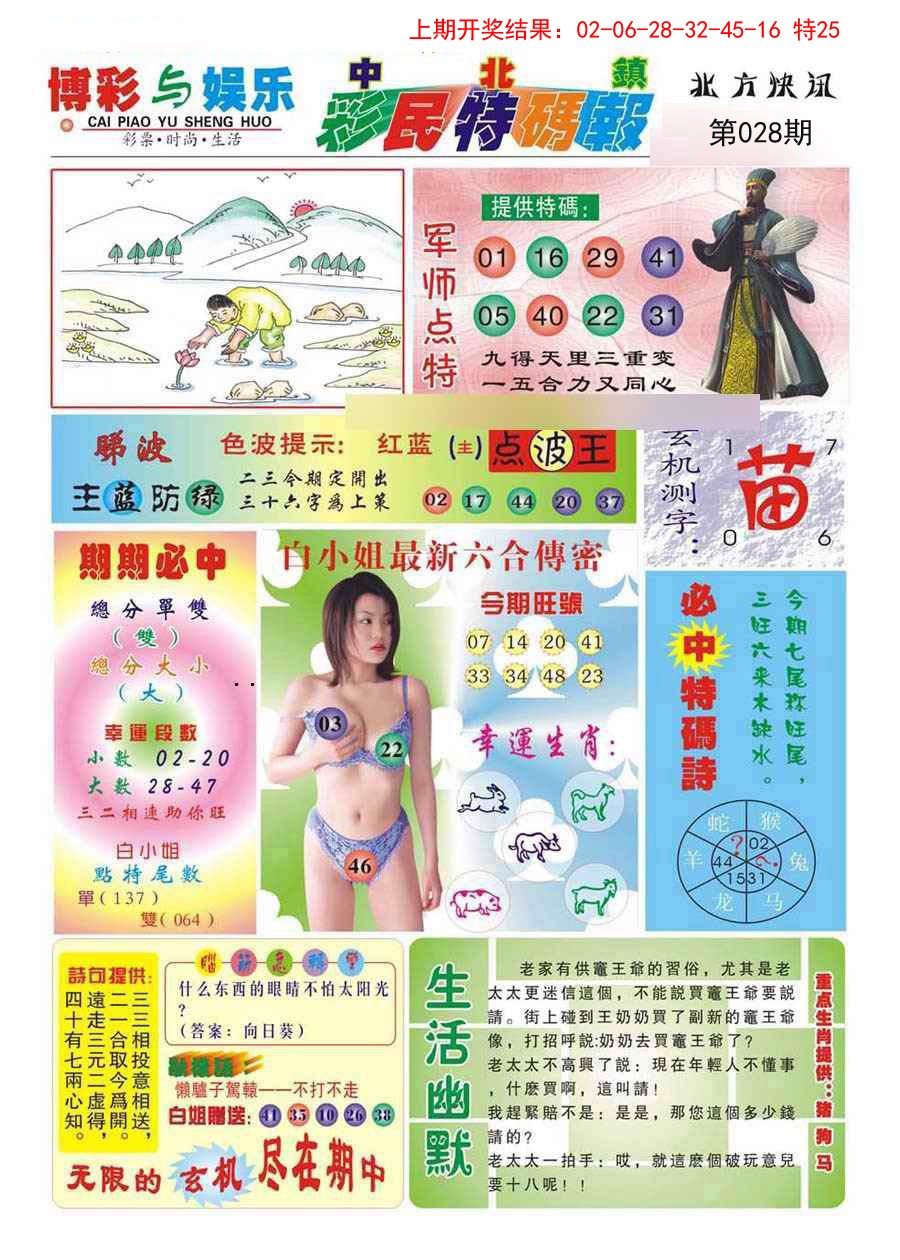 2025028期中北彩民特码报