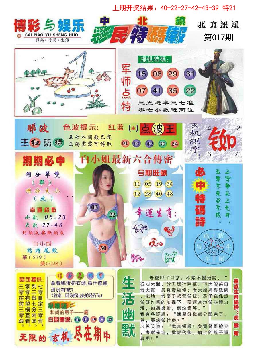 2025017期中北彩民特码报