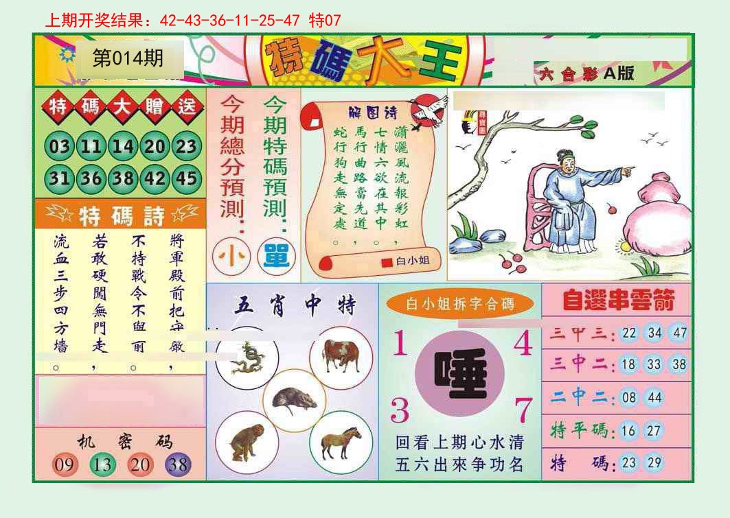 2025014期特码大王A