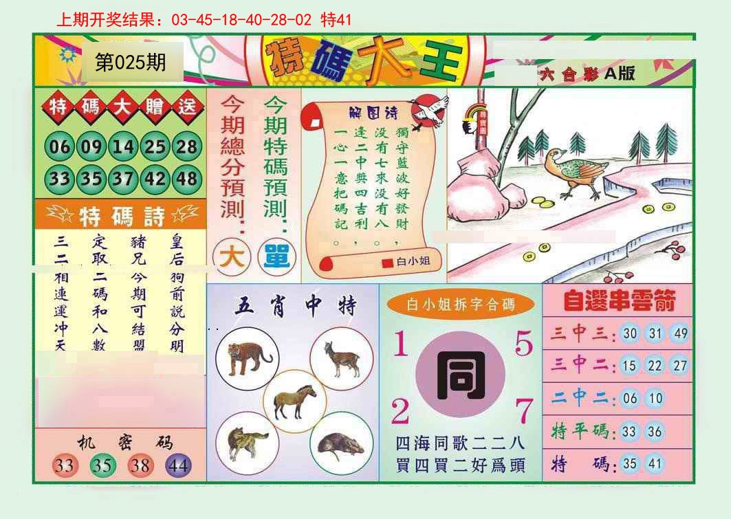 2025025期特码大王A