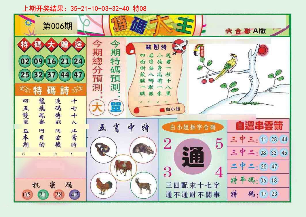 2025006期特码大王A